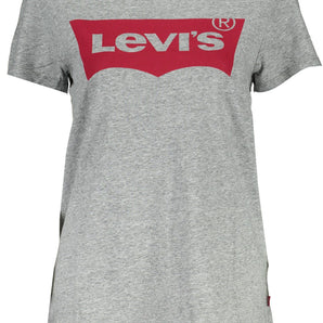 Levi's Chic Gray Printed Logo Cotton Tee for Women