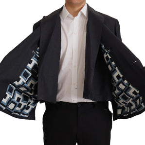 Dolce &amp; Gabbana Sleek Double Breasted Navy Linen Blazer