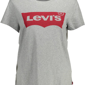 Levi's Chic Gray Logo Print Tee for Casual Elegance