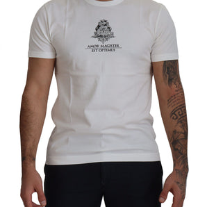 Dolce &amp; Gabbana Chic White Logo Print Cotton Tee