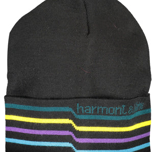 Harmont & Blaine Sleek Black Wool Blend Cap with Embroidery