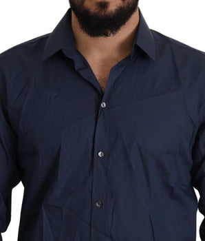Dolce & Gabbana Blue Cotton MARTINI Slim Fit Dress Shirt