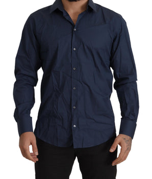 Dolce & Gabbana Blue Cotton MARTINI Slim Fit Dress Shirt