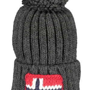 Gorro elegante con pompones en gris y bordado exclusivo de Napapijri