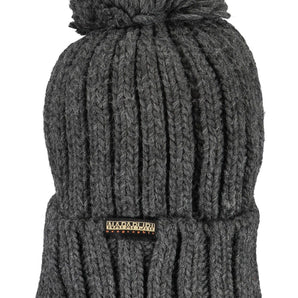 Gorro elegante con pompones en gris y bordado exclusivo de Napapijri