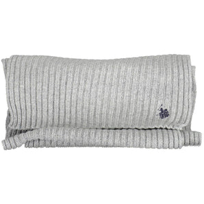 US POLO ASSN. Elegant Gray Wool-Cashmere Blend Scarf