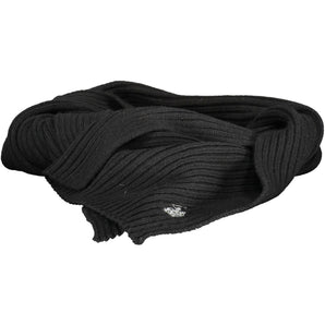 US POLO ASSN. Elegant Wool-Cashmere Blend Black Scarf