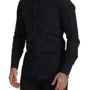 Dolce &amp; Gabbana Elegant Slim Fit Black Cotton Dress Shirt