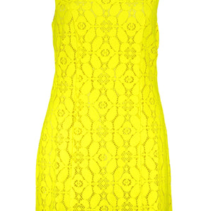 Desigual Chic vestido amarillo sin mangas con cuello cuadrado