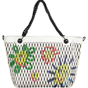 Bolso de hombro Desigual Chic blanco con asa de cadena