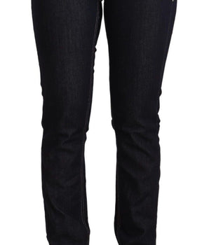 Vaqueros pitillo elegantes de cintura baja en negro atemporal de GF Ferre