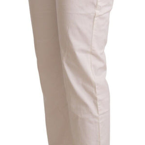 L'Autre Chose Chic White Mid Waist Skinny Cropped Jeans