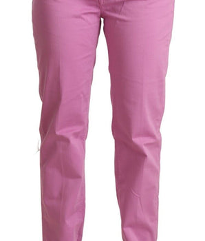 Jacob Cohen Pink Cotton Low Waist Denim Tapered Jeans