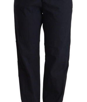 Exte Black High Waist Tapered Cotton Pants