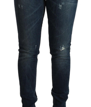 Acht Blue Washed Low Waist Slim Fit Denim Jeans