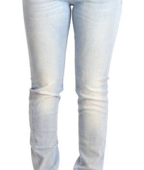 Acht Light Blue Washed Cotton Low Waist Skinny Denim Jeans