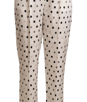 Ermanno Scervino White Polka Dotted High Waist Tapered Pants