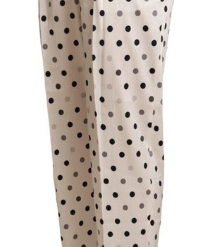 Ermanno Scervino White Polka Dotted High Waist Tapered Pants
