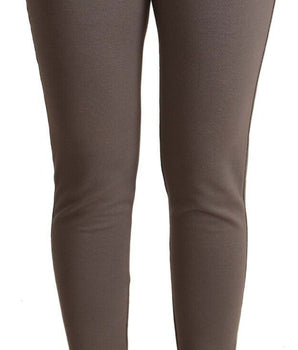John Galliano Gray Cotton Mid Waist Stretch Leggings Cropped Pants