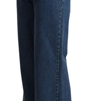 GCDS Blue Cotton High Waist Wide Leg Boot Cut Jeans