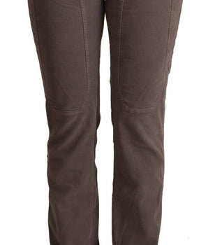 Jeckerson Brown Cotton Low Waist Iconic Patches Leg Denim Jeans