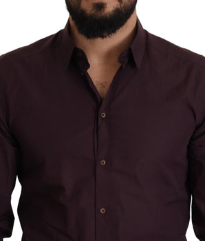Dolce & Gabbana Purple Cotton GOLD Slim Fit Dress Shirt