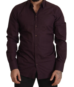 Dolce & Gabbana Purple Cotton GOLD Slim Fit Dress Shirt