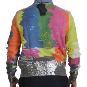 Dolce &amp; Gabbana Multicolor Turtleneck TV Motive Sweater