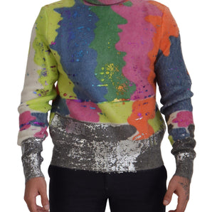 Dolce &amp; Gabbana Multicolor Turtleneck TV Motive Sweater