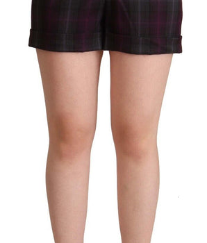 BENCIVENGA Multicolor Checkered Mid Waist Folded Hem Shorts