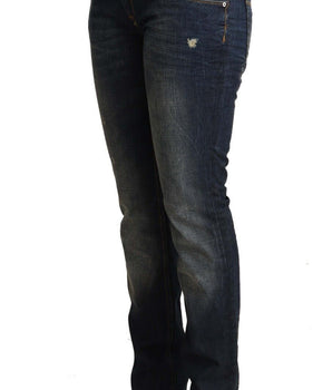 Acht Blue Washed Cotton Low Waist Skinny Denim Jeans