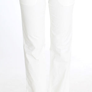 Ermanno Scervino Chic White Striped Straight Fit Pants