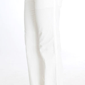 Ermanno Scervino Chic White Striped Straight Fit Pants