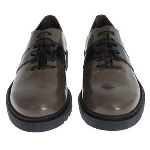 AI_ Elegant Gray Brown Leather Lace-up Shoes AI_ 