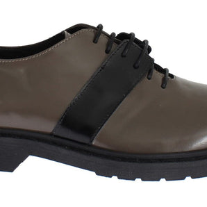 AI_ Elegant Gray Brown Leather Lace-up Shoes AI_ 