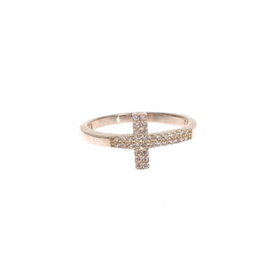 Nialaya Silver CZ Cross Statement Ring