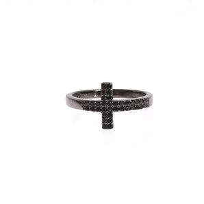 Nialaya Exquisite Black CZ Crystal Sterling Silver Ring