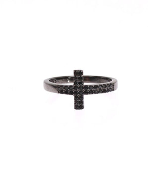 Nialaya Exquisite Black CZ Crystal Sterling Silver Ring Nialaya 