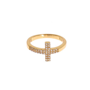 Nialaya Elegant Gold Plated Sterling Silver CZ Ring