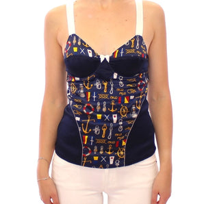 Dolce & Gabbana Blue Sailor Motif Stretch Tank Top