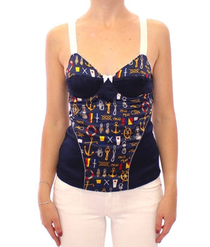Dolce & Gabbana Blue Sailor Motif Stretch Tank Top Dolce & Gabbana 
