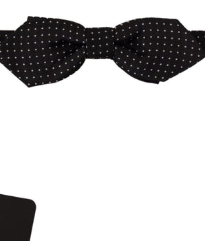 Dolce & Gabbana Black White Polka Dot Adjustable Neck Papillon Bow Tie