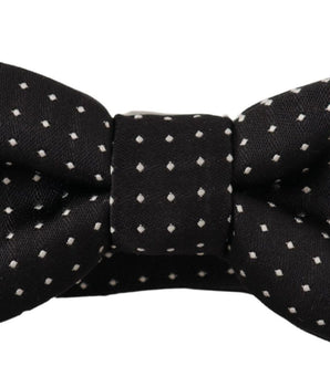 Dolce & Gabbana Black White Polka Dot Adjustable Neck Papillon Bow Tie