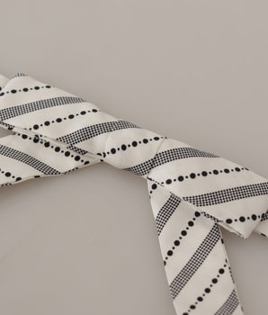 Dolce & Gabbana White Black Polka Dot 100% Silk Neck Papillon Bow Tie