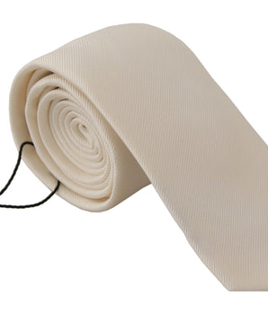 Dolce & Gabbana Off-White 100% Silk Slim Adjustable  Accessory Necktie