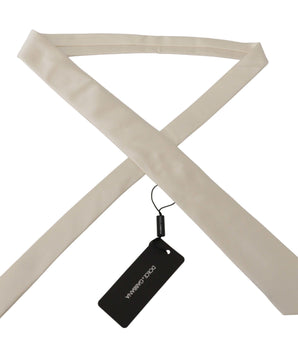 Dolce & Gabbana Off-White 100% Silk Slim Adjustable  Accessory Necktie