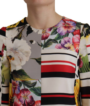 Dolce &amp; Gabbana Multicolor Charmeuse Floral Sheath Jaquard Pachwork Dress