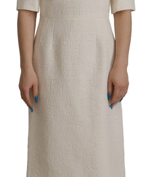 Dolce &amp; Gabbana Exquisite Jacquard Midi Dress in White