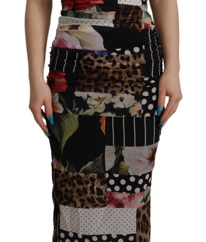 Dolce &amp; Gabbana Elegant Patchwork Midi Silk Blend Dress