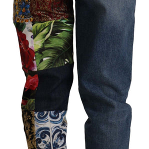 Dolce &amp; Gabbana Patchwork Jacquard Denim Relaxed Jeans